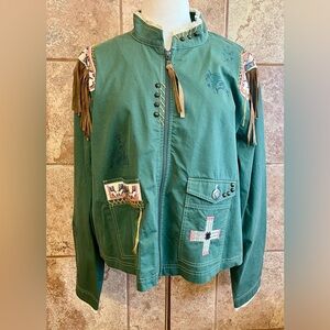 Double D Ranch Captured Scout Cotton Jacket With Beading & Fringe Size 2X NWT